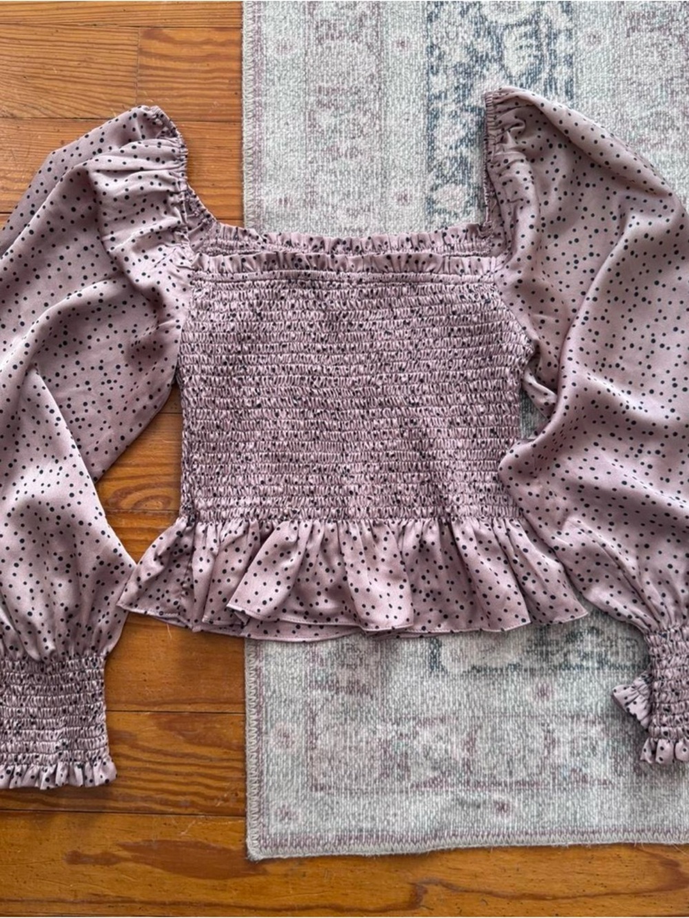 Puff Sleeve Smocked Polka Dot Top